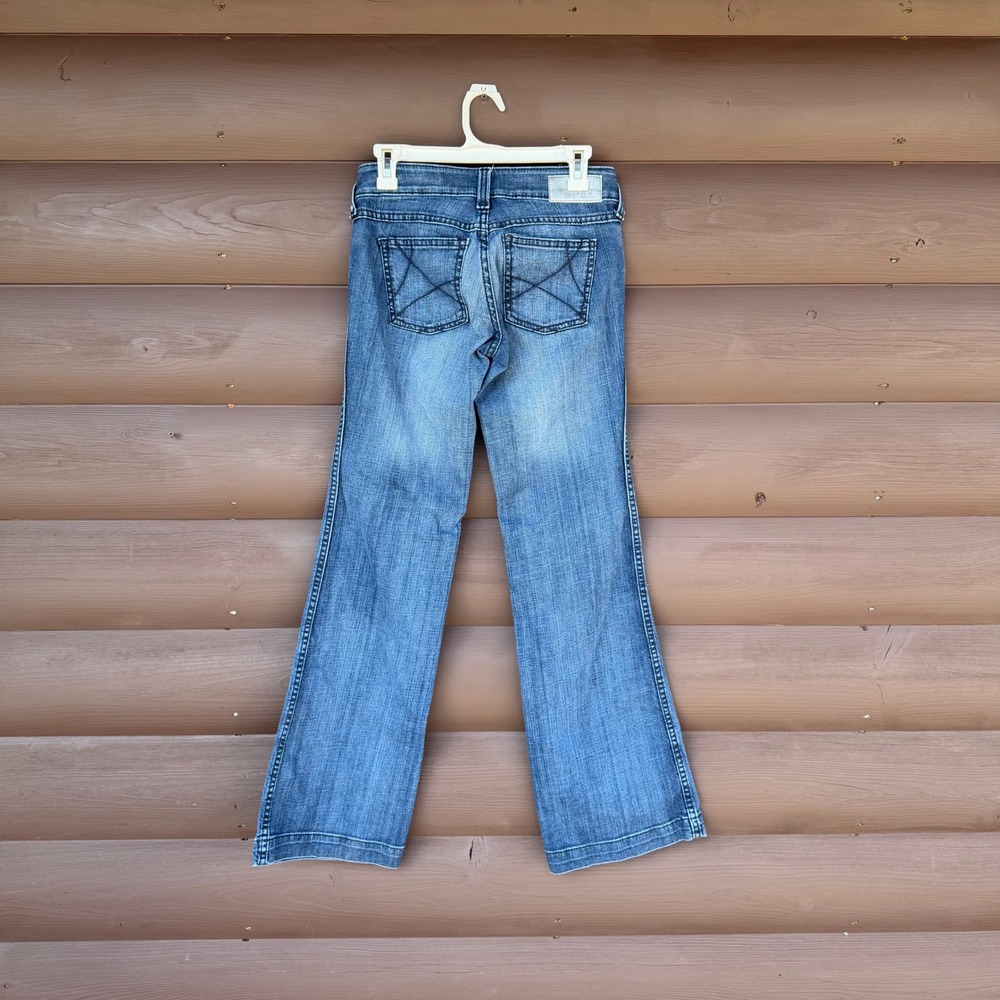 Ariat Denim Trouser Jeans Women's 26L Flare Wide Leg Double Button Western Boho - Picture 3 of 6